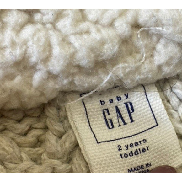 Baby Gap Sweater 2T 2 Years Cable Knit Fisherman Chunky Creamy White Wool Boys - Picture 5 of 9